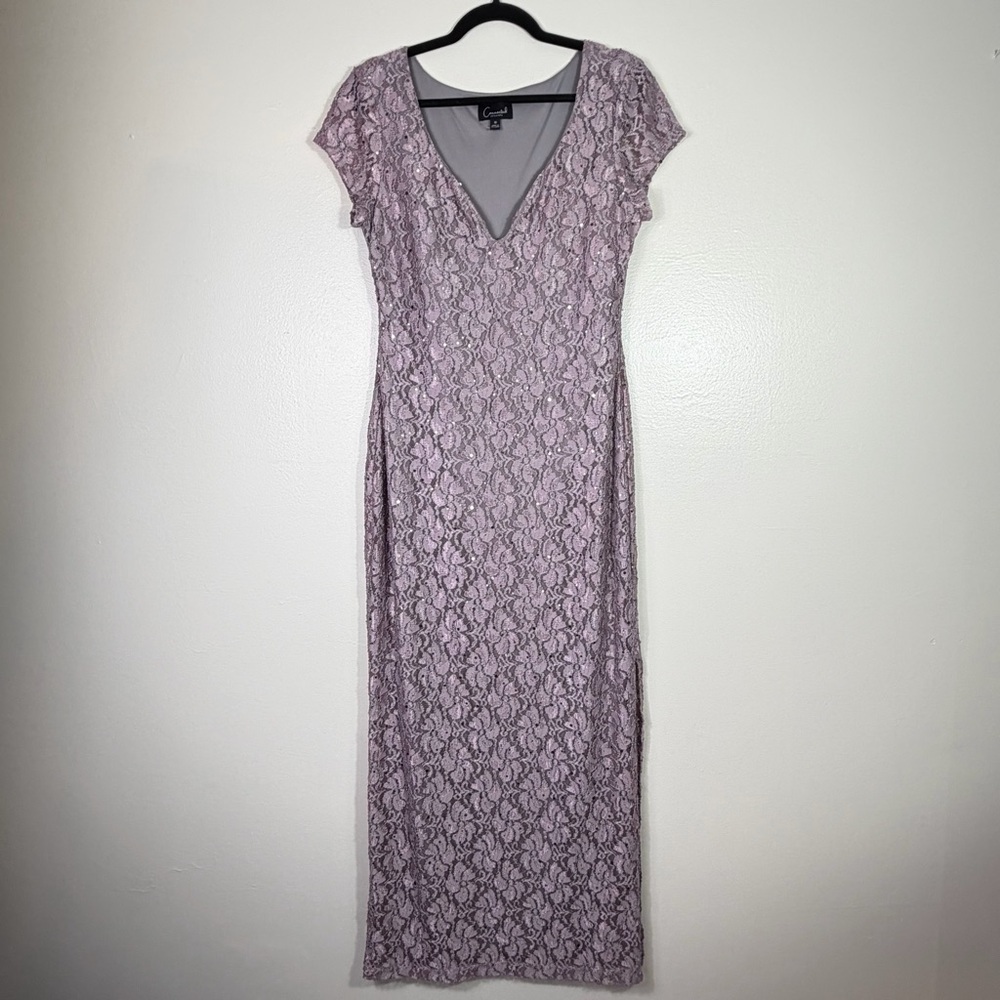 Sequin Lace Maxi Dress in Dusty Purple - Picture 2 of 9
